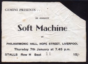 Soft Machine 1971 concert ticket